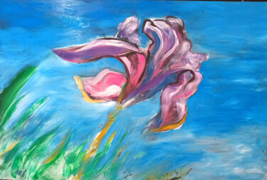 Peinture intitulée "Iris au vent" par Edith Bos Boyer (EDITH DONC), Œuvre d'art originale, Gouache