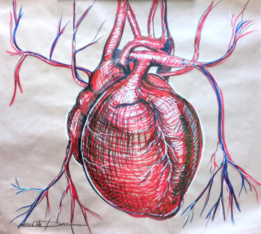 Drawing titled "Coeur kraft" by Edith Bos Boyer (EDITH DONC), Original Artwork, Marker