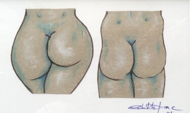 Desenho intitulada "Bien rebondit" por Edith Bos Boyer (EDITH DONC), Obras de arte originais, Lápis
