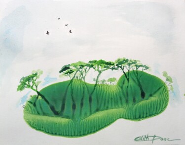 Printmaking titled "Mini savane" by Edith Bos Boyer (EDITH DONC), Original Artwork, Ink