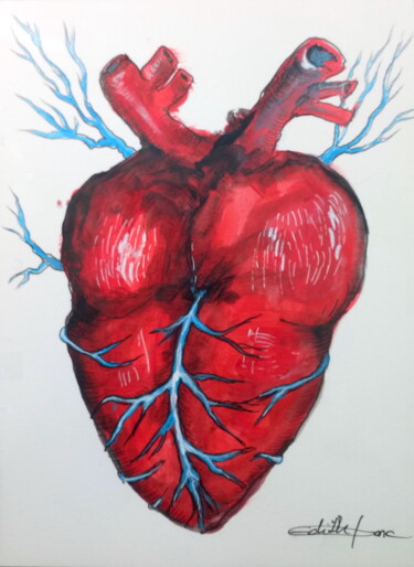 Painting titled "Coeur grossier" by Edith Bos Boyer (EDITH DONC), Original Artwork, Acrylic