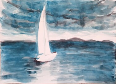 Dibujo titulada "L'encre navigue" por Edith Bos Boyer (EDITH DONC), Obra de arte original, Tinta