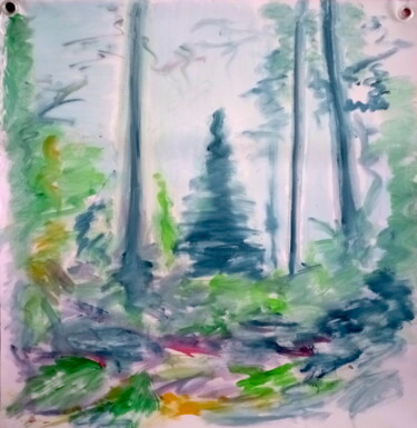 Schilderij getiteld "Un sous bois" door Edith Bos Boyer (EDITH DONC), Origineel Kunstwerk, Acryl