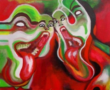 Painting titled "Délire de fous" by Edith Bos Boyer (EDITH DONC), Original Artwork, Acrylic