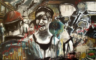 Painting titled "Etre européen, ca c…" by Edith Bos Boyer (EDITH DONC), Original Artwork, Acrylic Mounted on Wood Stretcher…