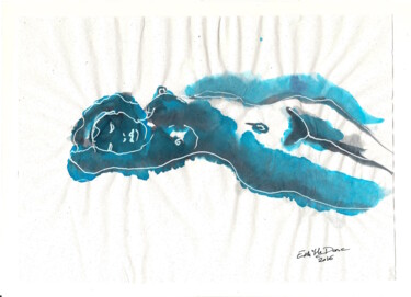 Dessin intitulée "Nu allongé" par Edith Bos Boyer (EDITH DONC), Œuvre d'art originale, Encre