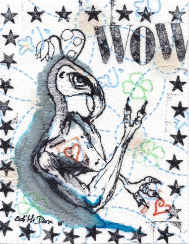 Dessin intitulée "WOW" par Edith Bos Boyer (EDITH DONC), Œuvre d'art originale, Encre