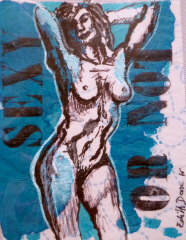 Dessin intitulée "Sexy or not" par Edith Donc, Œuvre d'art originale, Encre