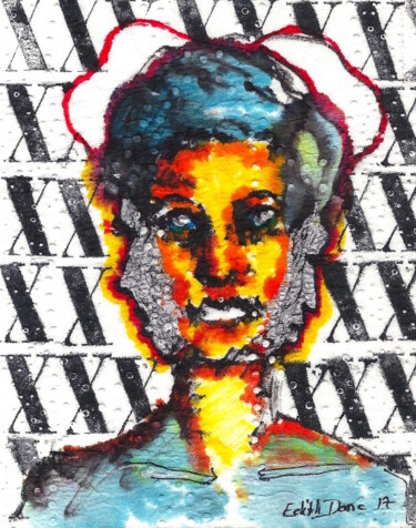 Dessin intitulée "Née sous X" par Edith Donc, Œuvre d'art originale, Encre