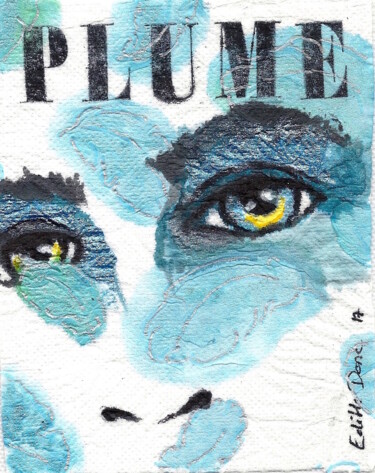 Dessin intitulée "Plume" par Edith Donc, Œuvre d'art originale, Encre