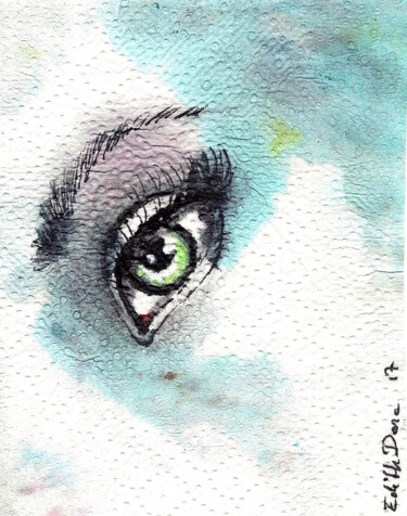 Drawing titled "Mon oeil" by Edith Donc, Original Artwork, Ink