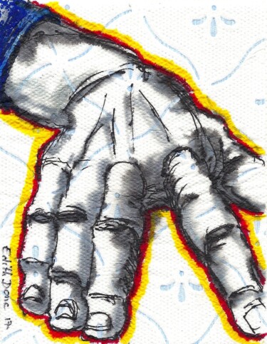 Desenho intitulada "La main" por Edith Donc, Obras de arte originais, Tinta