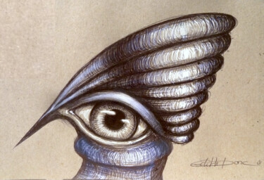 Desenho intitulada "Avis seashell" por Edith Donc, Obras de arte originais, Canetac de aerossol