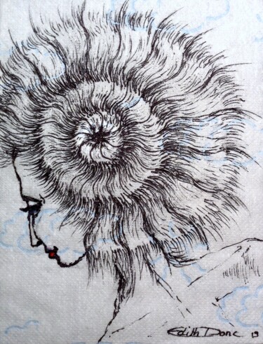 Desenho intitulada "Oursin" por Edith Donc, Obras de arte originais, Marcador