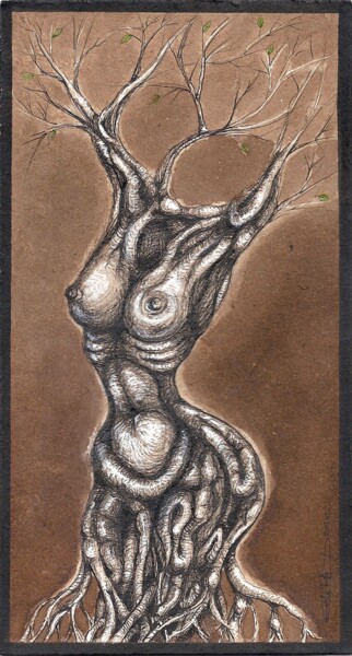 Dibujo titulada "Trognus Féminus" por Edith Donc, Obra de arte original, Tinta