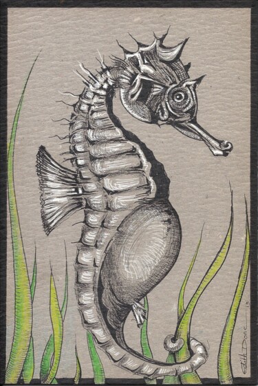 Drawing titled "Hippocampe" by Edith Donc, Original Artwork, Marker