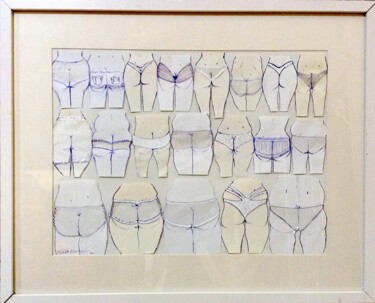 Σχέδιο με τίτλο "J'ai 20 culs" από Edith Donc, Αυθεντικά έργα τέχνης, Στυλό