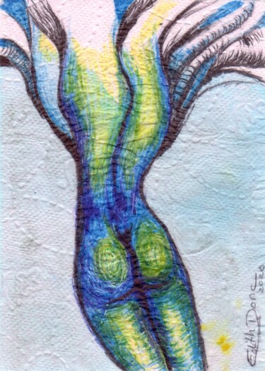 Drawing titled "Changement" by Edith Donc, Original Artwork, Ballpoint pen