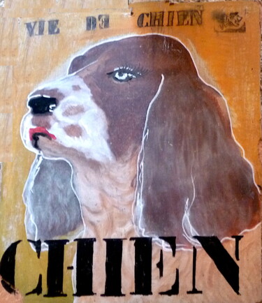 Painting titled "Vie de chien" by Edith Donc, Original Artwork, Acrylic
