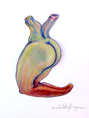 Drawing titled "Qheart 1" by Edith Donc, Original Artwork, Pencil