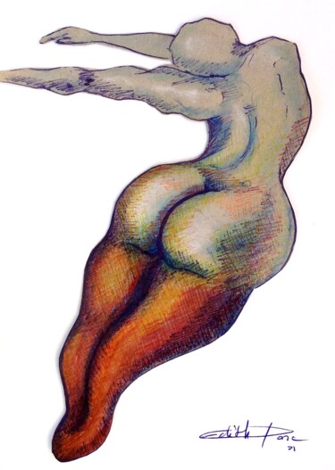 Desenho intitulada "Danseuse" por Edith Donc, Obras de arte originais, Canetac de aerossol