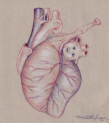 Drawing titled "Réveil" by Edith Donc, Original Artwork, Ballpoint pen