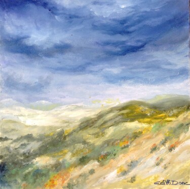Painting titled "Paysage imaginaire 1" by Edith Donc, Original Artwork, Oil