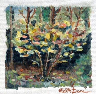 Painting titled "Arbuste d'automne" by Edith Donc, Original Artwork, Oil