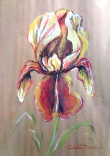 Painting titled "Un iris" by Edith Donc, Original Artwork, Acrylic