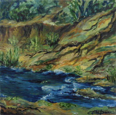 Peinture intitulée "Au bord de l'eau" par Edith Donc, Œuvre d'art originale, Huile