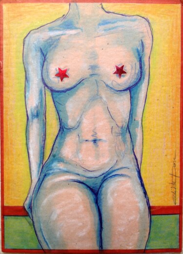 Рисунок под названием "Des étoiles plein l…" - Edith Donc, Подлинное произведение искусства, Карандаш