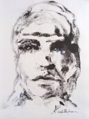 Gravures & estampes intitulée "Une femme apparait" par Edith Donc, Œuvre d'art originale, Monotype