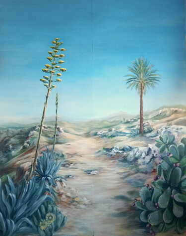 Painting titled "Un paysage méditerr…" by Edith Donc, Original Artwork, Acrylic