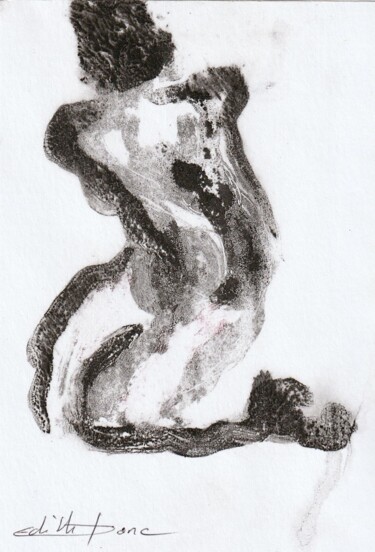 Отпечатки и Гравюры под названием "Drôle de pose" - Edith Donc, Подлинное произведение искусства, Монотип