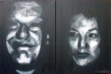 Картина под названием "Le duo de choc" - Edith Donc, Подлинное произведение искусства, Акрил Установлен на Деревянная рама д…