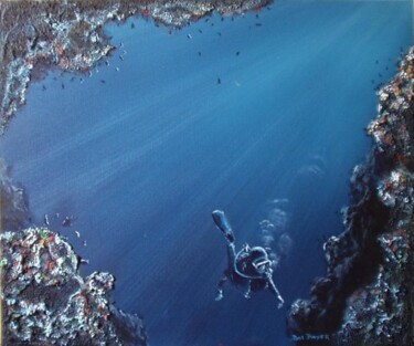 Painting titled "Eau de mer" by Edith Donc, Original Artwork, Acrylic