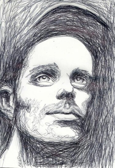 Drawing titled "Portrait skateur" by Edith Donc, Original Artwork, Ballpoint pen
