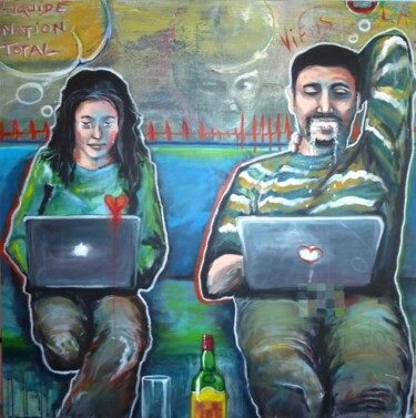 Painting titled "Couple 2.0" by Edith Donc, Original Artwork, Acrylic Mounted on Wood Stretcher frame