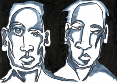 Drawing titled "Duo 2" by Edith Donc, Original Artwork, Marker