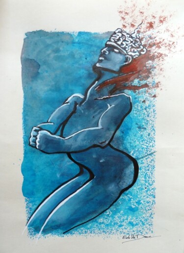 Desenho intitulada "Brain king" por Edith Donc, Obras de arte originais, Tinta