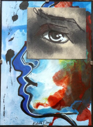 Dessin intitulée "Le regard ne trompe…" par Edith Donc, Œuvre d'art originale, Stylo à bille