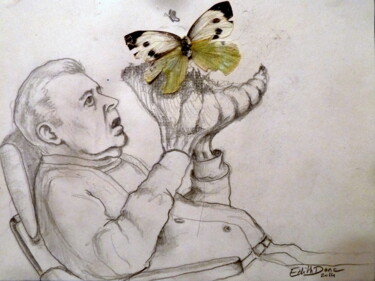 Dessin intitulée "L'effet papillon" par Edith Donc, Œuvre d'art originale, Crayon