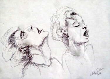 Dessin intitulée "Orgasme" par Edith Donc, Œuvre d'art originale, Stylo à bille