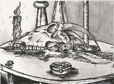 Disegno intitolato "Crane" da Edith Donc, Opera d'arte originale, Pennarello