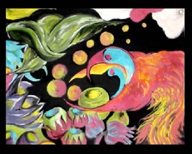 Painting titled "Oiseau de paradis" by Edith Donc, Original Artwork, Gouache