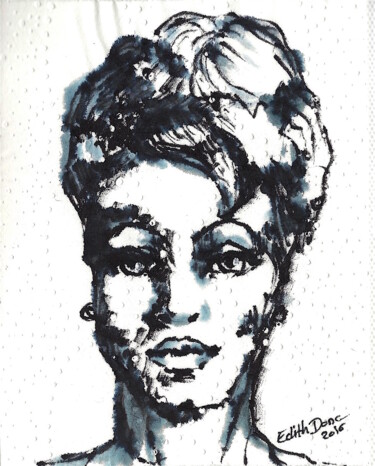 Drawing titled "Josiane" by Edith Donc, Original Artwork, Ink