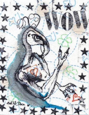 Zeichnungen mit dem Titel "WOW" von Edith Donc, Original-Kunstwerk, Tinte