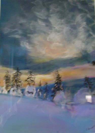 Painting titled "Soir d'hiver" by Edith Guinet, Original Artwork