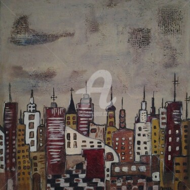 Malerei mit dem Titel "CITY 1" von Edith Maurer, Original-Kunstwerk, Acryl