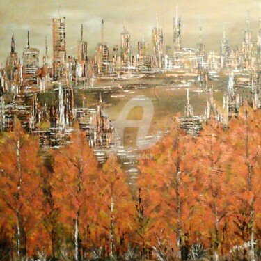Malerei mit dem Titel "City" von Edith Maurer, Original-Kunstwerk, Acryl